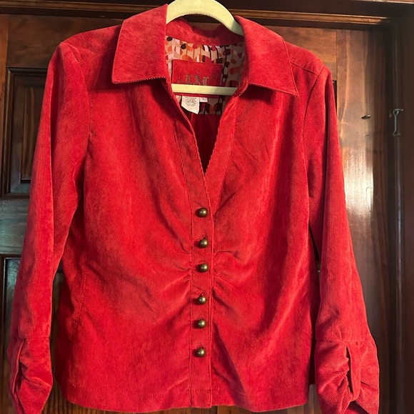 Elegant Red Corduroy Blazer - Picture 1 of 3